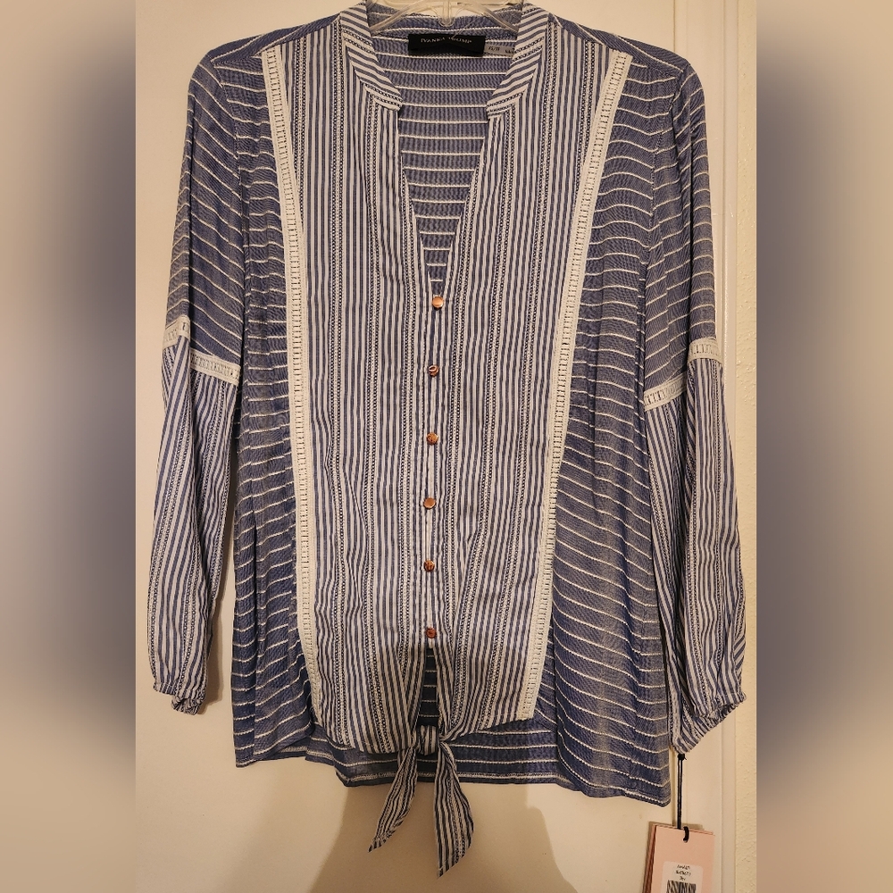 NEW w/tags Ladies Blue and White Striped Top